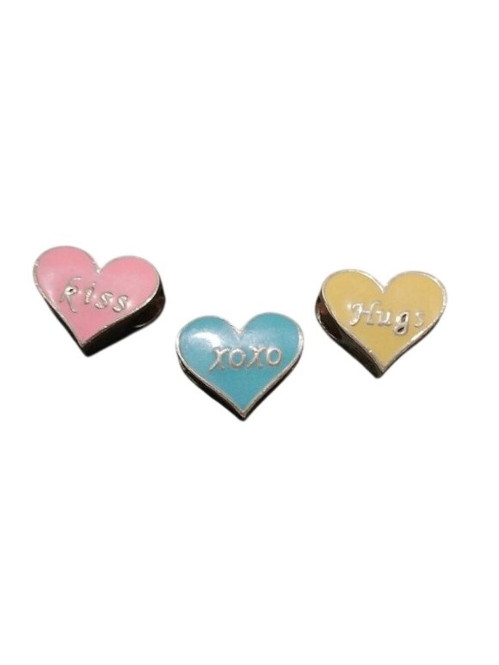 RCI Sterling Silver Valentine Enamel Heart Charms, Set of 3